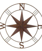 Rustic Round Metal Compass Garden Wall Art - The Farthing