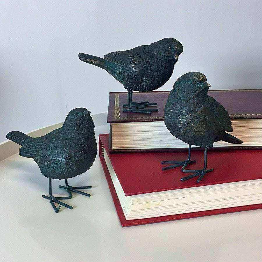 Rustic Verdigris Birds - Set of Three - The Farthing