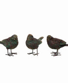 Rustic Verdigris Birds - Set of Three - The Farthing