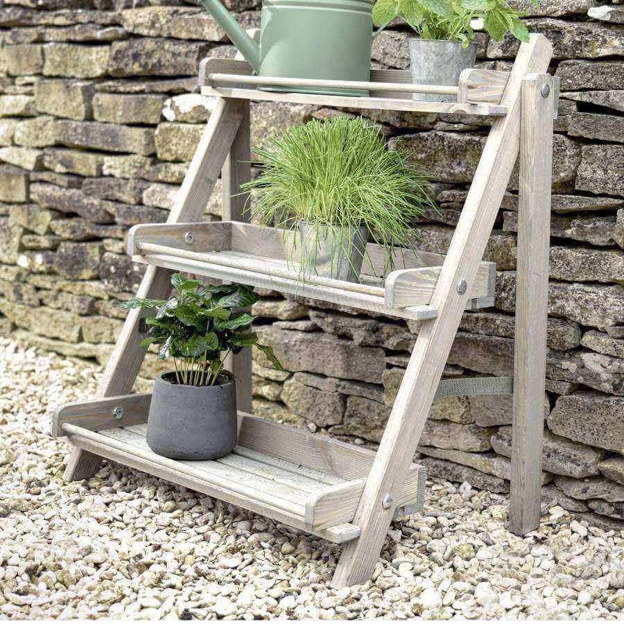 Rustic Wide Wooden Plant Stand - The Farthing
