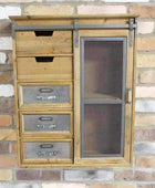 Rustic Wooden 5 Drawer Sliding Door Cabinet - The Farthing