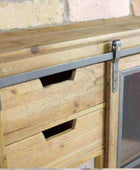 Rustic Wooden 5 Drawer Sliding Door Cabinet - The Farthing