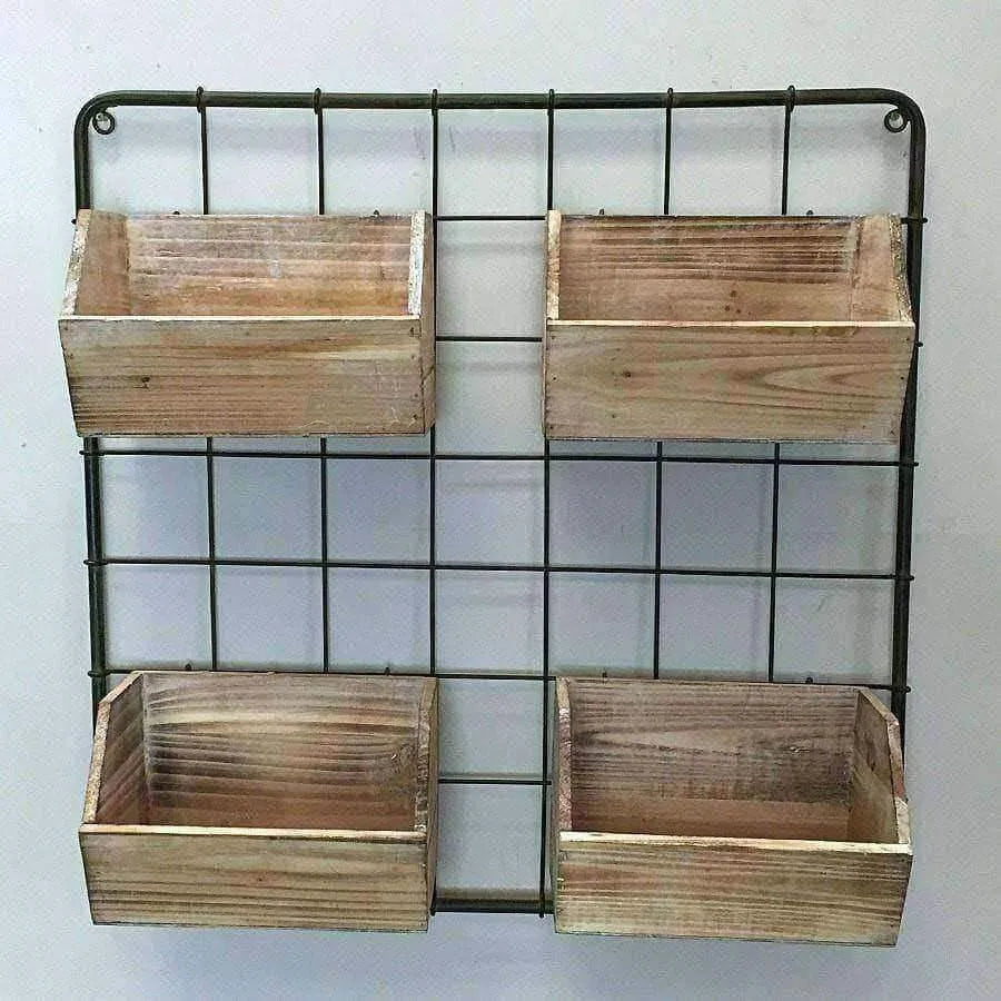 Rustic Wooden Box Wall Storage Unit