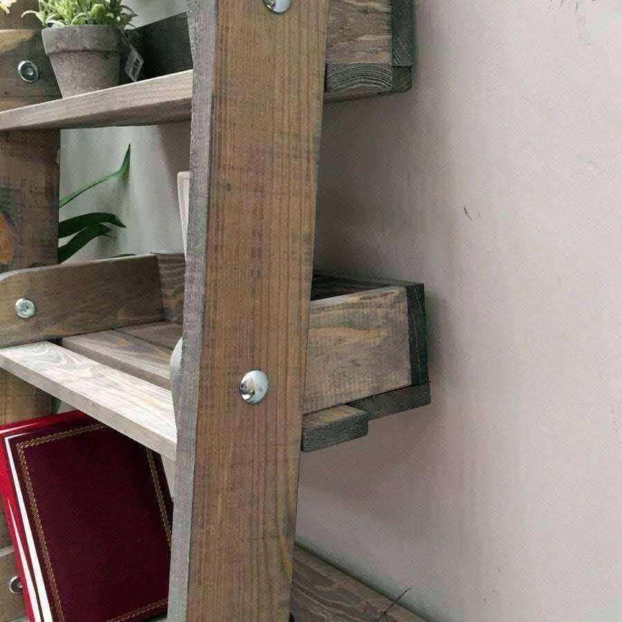 Rustic Wooden Shelf Ladder - The Farthing