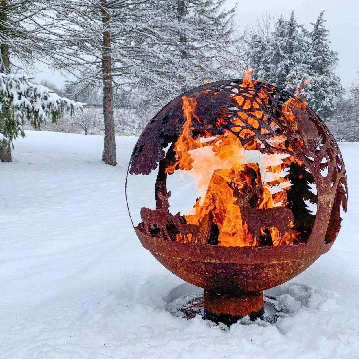 Rusty Metal Woodland Fire Bowl Globe - The Farthing
