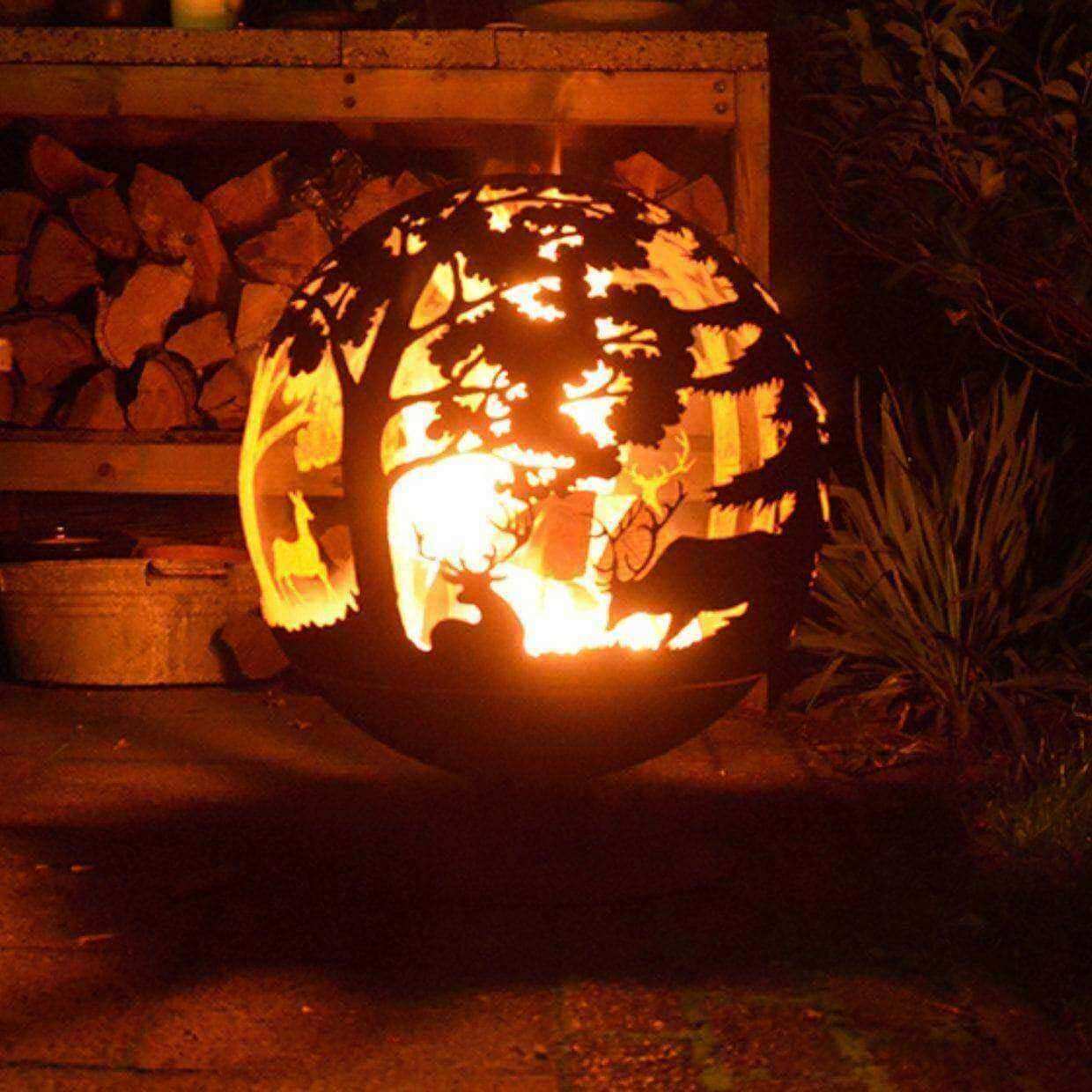 Rusty Metal Woodland Fire Bowl Globe - The Farthing