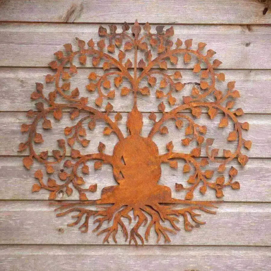 Rusty Red Buddha Tree Wall Art - The Farthing