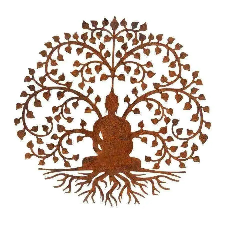 Rusty Red Buddha Tree Wall Art - The Farthing