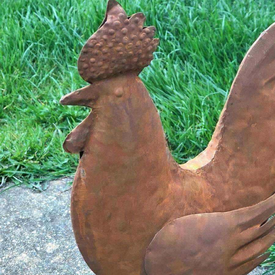 Rusty Rooster Garden Ornament - The Farthing