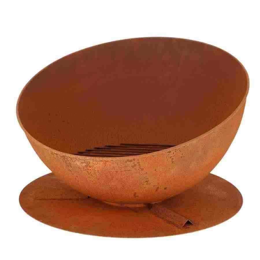 Rusty Sloping Fire bowl sloping on Metal Base - The Farthing