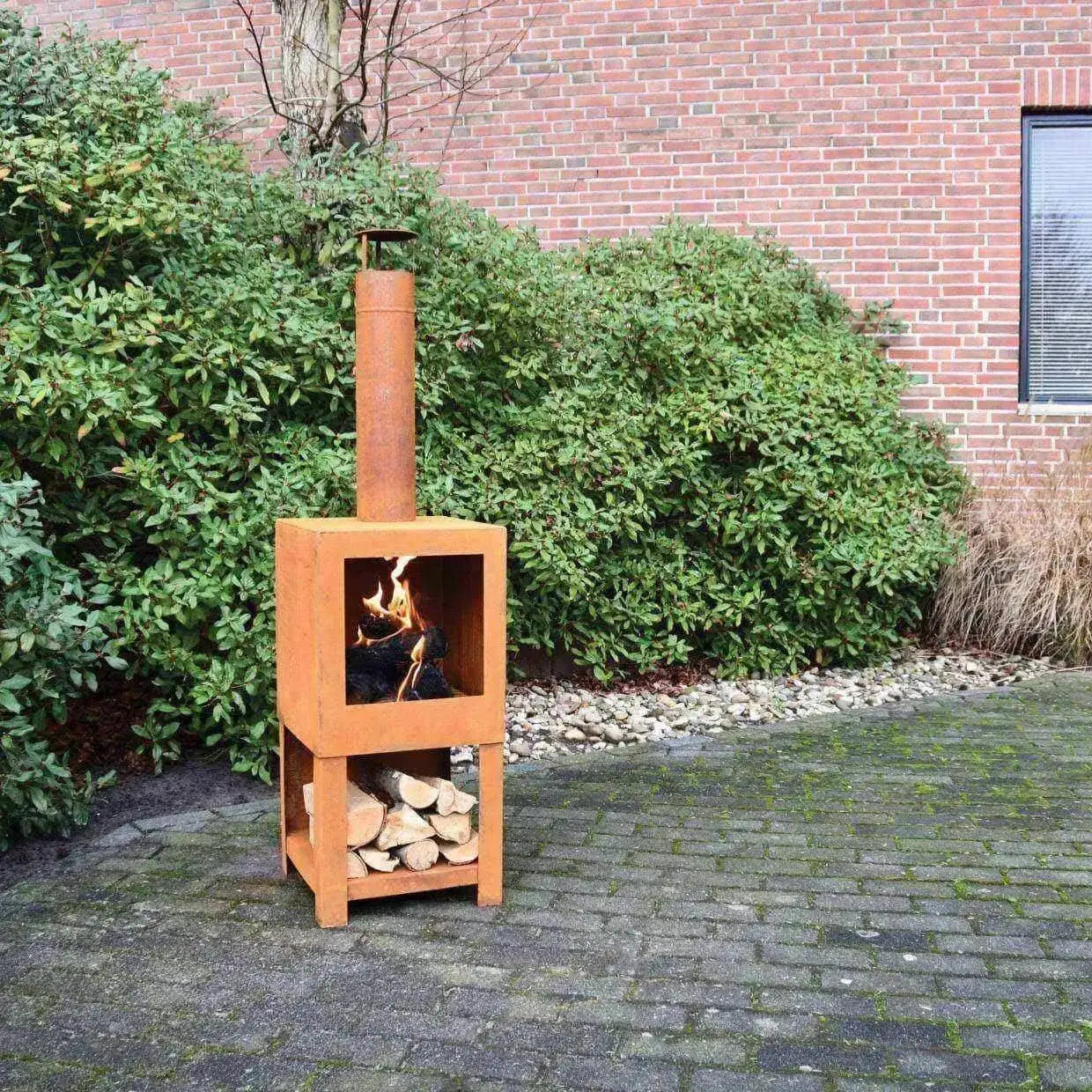 Rusty Steel Outdoor Heater - Square - The Farthing
