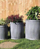 Set of 3 Rustic Distressed Fluted Planter - The Farthing