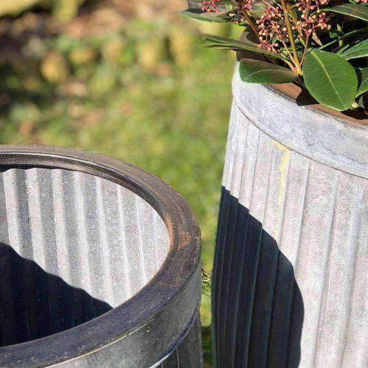 Set of 3 Rustic Distressed Fluted Planter - The Farthing