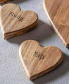 Set of 4 Emotive Heart Shaped Wood Coasters - The Farthing