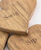 Set of 4 Emotive Heart Shaped Wood Coasters - The Farthing