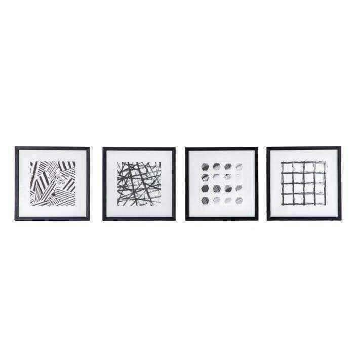 Set of Four Abstract Monochrome Pictures In Black Frames - The Farthing
