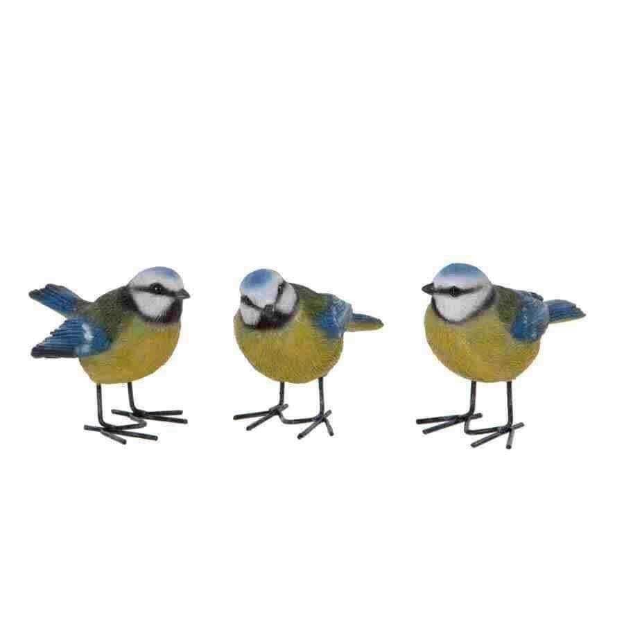Set of Three Birds Blue Tit Ornaments - The Farthing