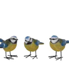 Set of Three Birds Blue Tit Ornaments - The Farthing