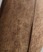 Set of Two Antique Brown Padded Faux Leather Dining Chairs - The Farthing