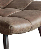 Set of Two Antique Brown Padded Faux Leather Dining Chairs - The Farthing