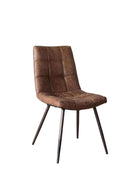 Set of Two Antique Brown Padded Faux Leather Dining Chairs - The Farthing