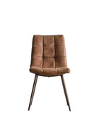 Set of Two Antique Brown Padded Faux Leather Dining Chairs - The Farthing