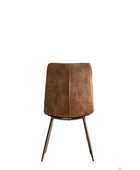 Set of Two Antique Brown Padded Faux Leather Dining Chairs - The Farthing