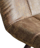 Set of Two Antique Brown Padded Faux Leather Dining Chairs - The Farthing