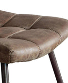 Set of Two Antique Brown Padded Faux Leather Dining Chairs - The Farthing