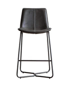 Set of Two Dark Charcoal Faux Leather Bar Stools - The Farthing