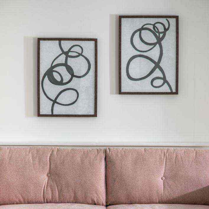 Set of Two Framed Abstract Swirl Pictures - The Farthing