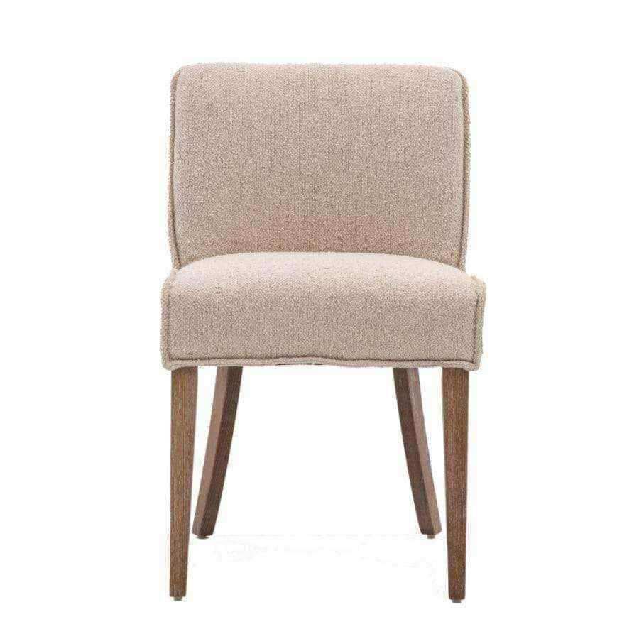 Set of Two Neutral Taupe Linen Dining Chairs - The Farthing
