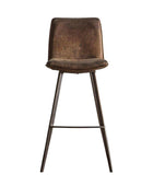 Set of Two Vintage Brown Faux Leather Bar Stools - The Farthing