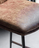Set of Two Vintage Brown Faux Leather Bar Stools - The Farthing