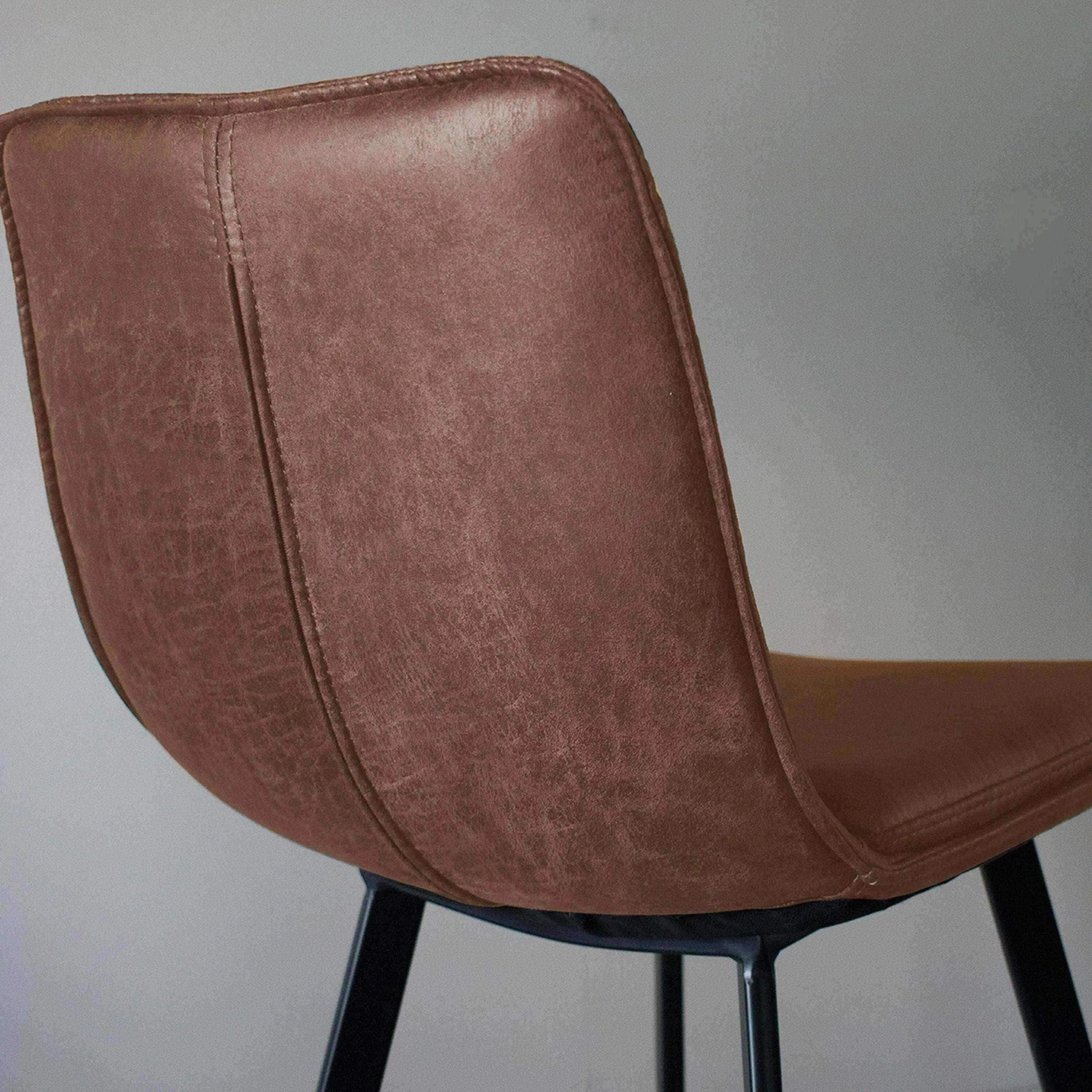Set of Two Vintage Brown Faux Leather Bar Stools - The Farthing