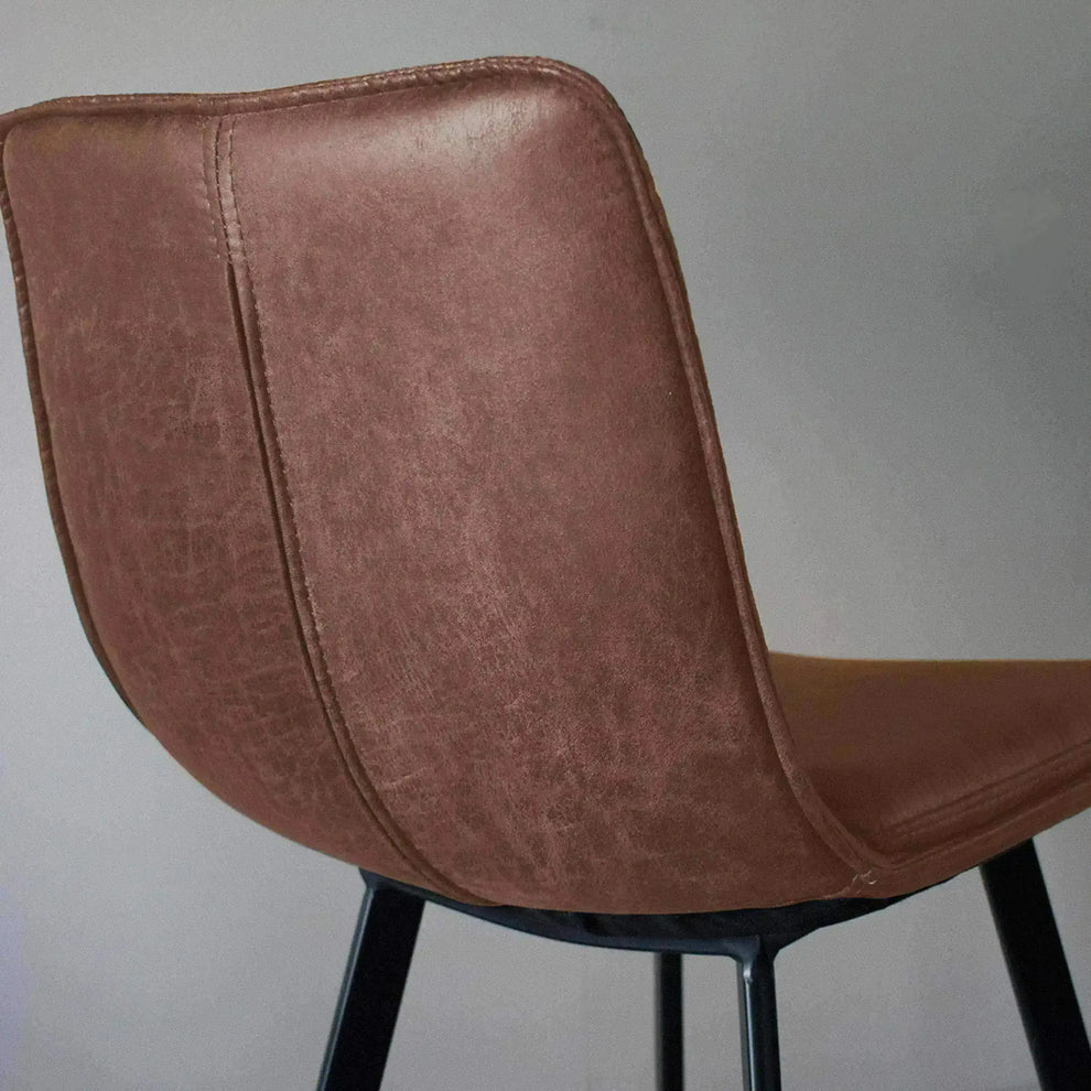 Set of 2 Faux Leather High Back Bar Stools 93cm Wooden Frame Footrest Padding Brown