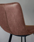 Set of Two Vintage Brown Faux Leather Bar Stools - The Farthing
