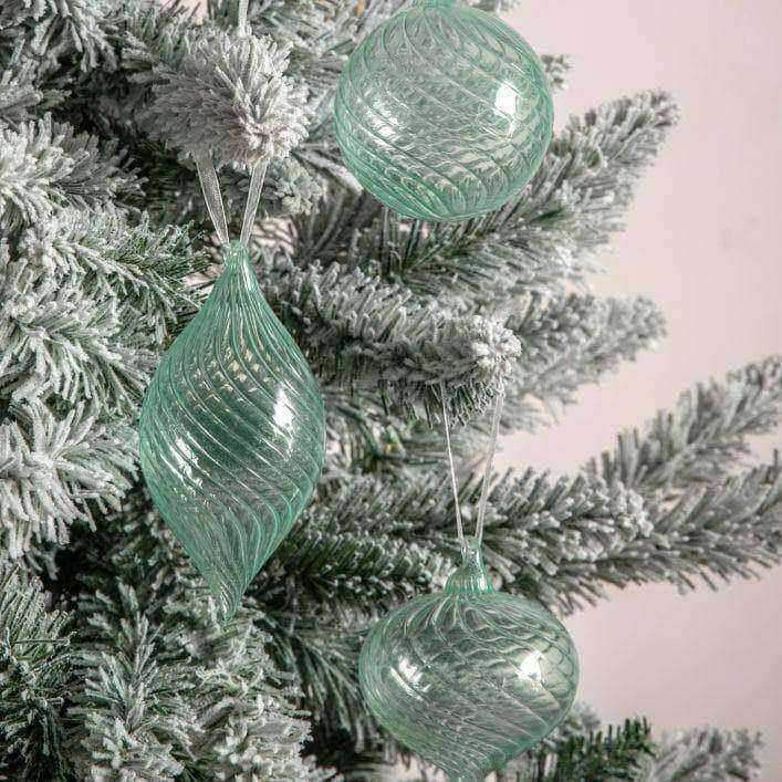 Shaped Glass Mint Green Set of 3 Baubles - The Farthing