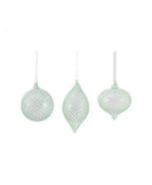 Shaped Glass Mint Green Set of 3 Baubles - The Farthing