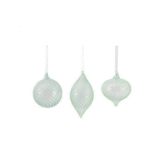 Shaped Glass Mint Green Set of 3 Baubles - The Farthing