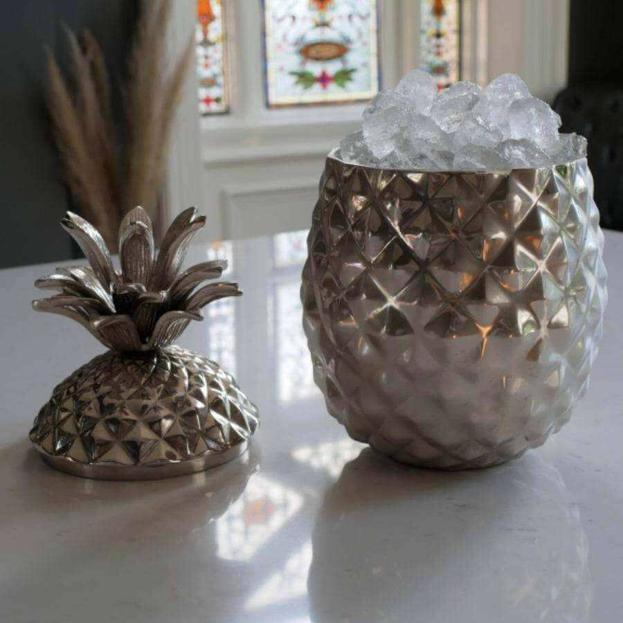 Silver Metal Pineapple Shaped Ice Bucket Holder - The Farthing