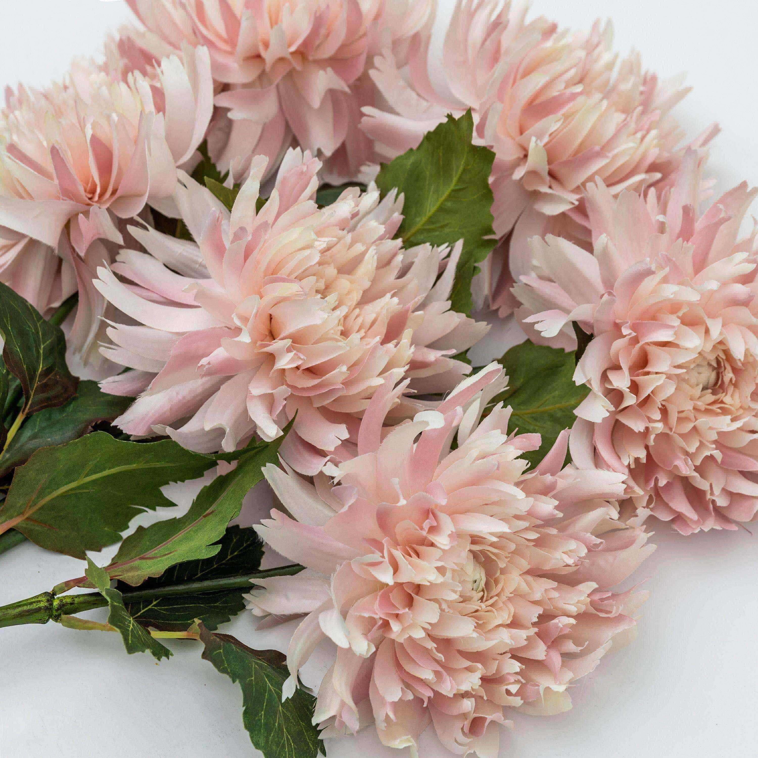 Six Artificial Pink Dahlia Stems - The Farthing
