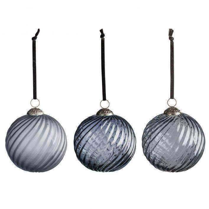 Six Ice Blue Swirl Baubles 6pk - The Farthing