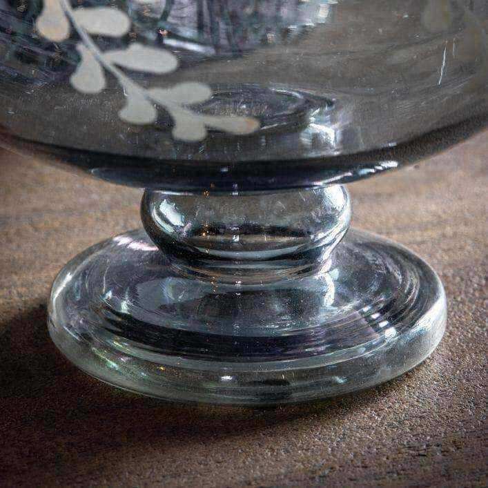 Smokey Grey Glass Hurricane Lantern - The Farthing