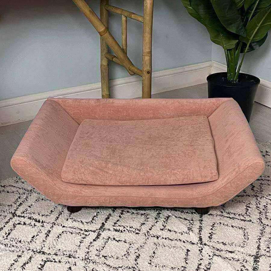 Soft Blush Pink Velvet Dog Bed - The Farthing