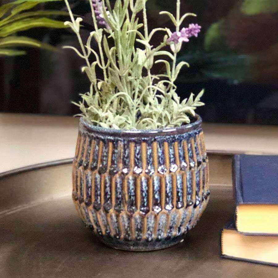Speckled Blue Plant Pot - The Farthing