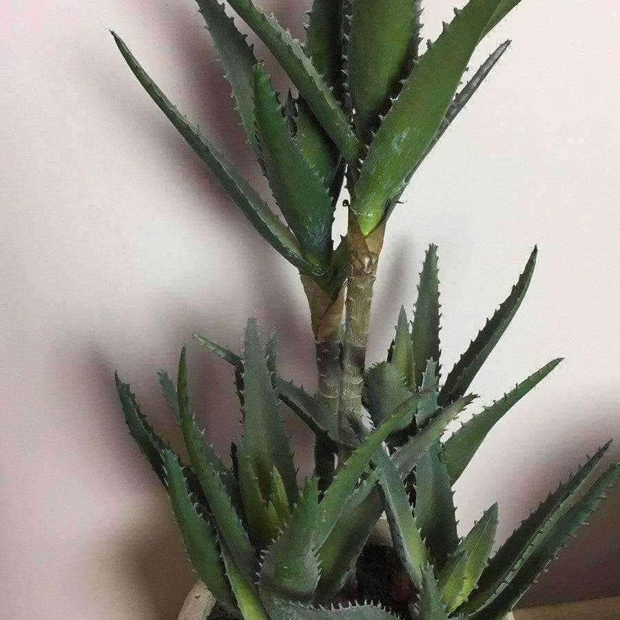 Spiky Tall Faux Aloe Succulent In Grey Pot - The Farthing