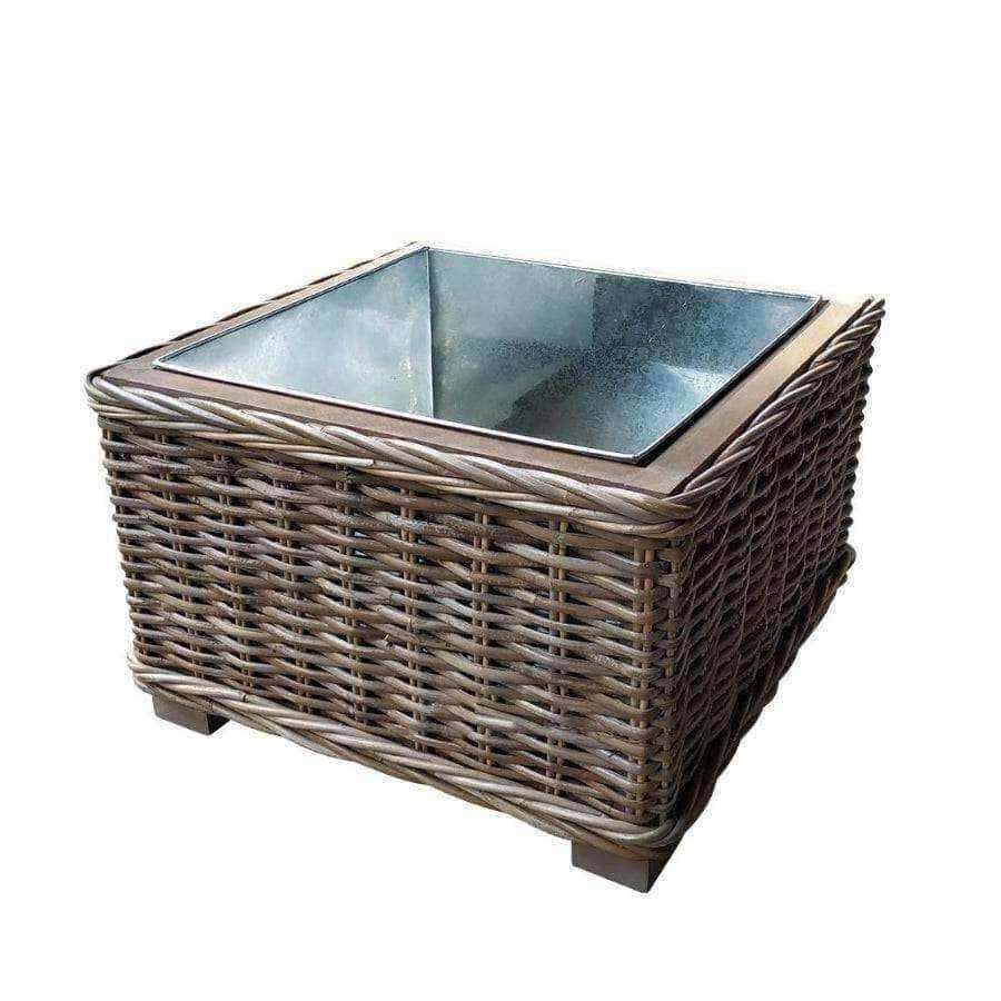 Square Rattan Planter with Metal Insert - The Farthing