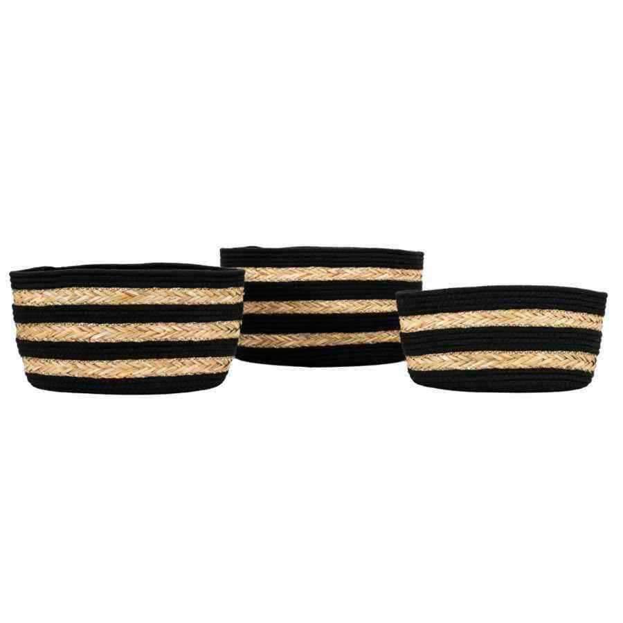Striped Seagrass Basket Set of Three - The Farthing
