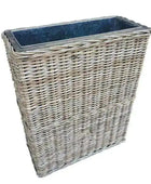 Tall Rectangular Rattan Planter Trough with Metal Insert - The Farthing